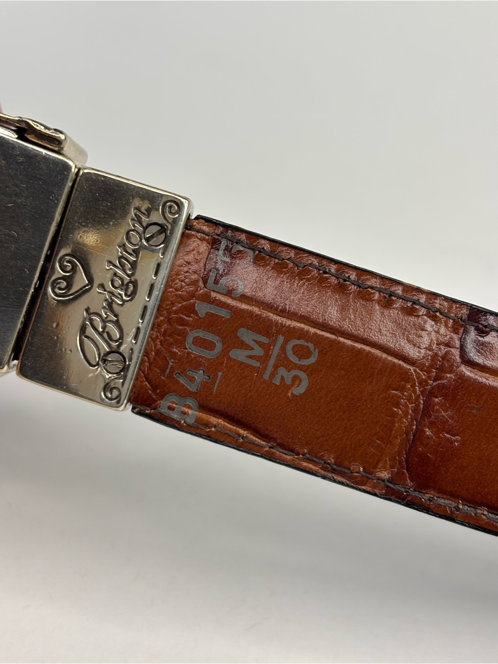 Vintage Brighton Reversible Croc-Embossed Leather Belt Brown Black B40155 30 / M - Picture 2 of 11
